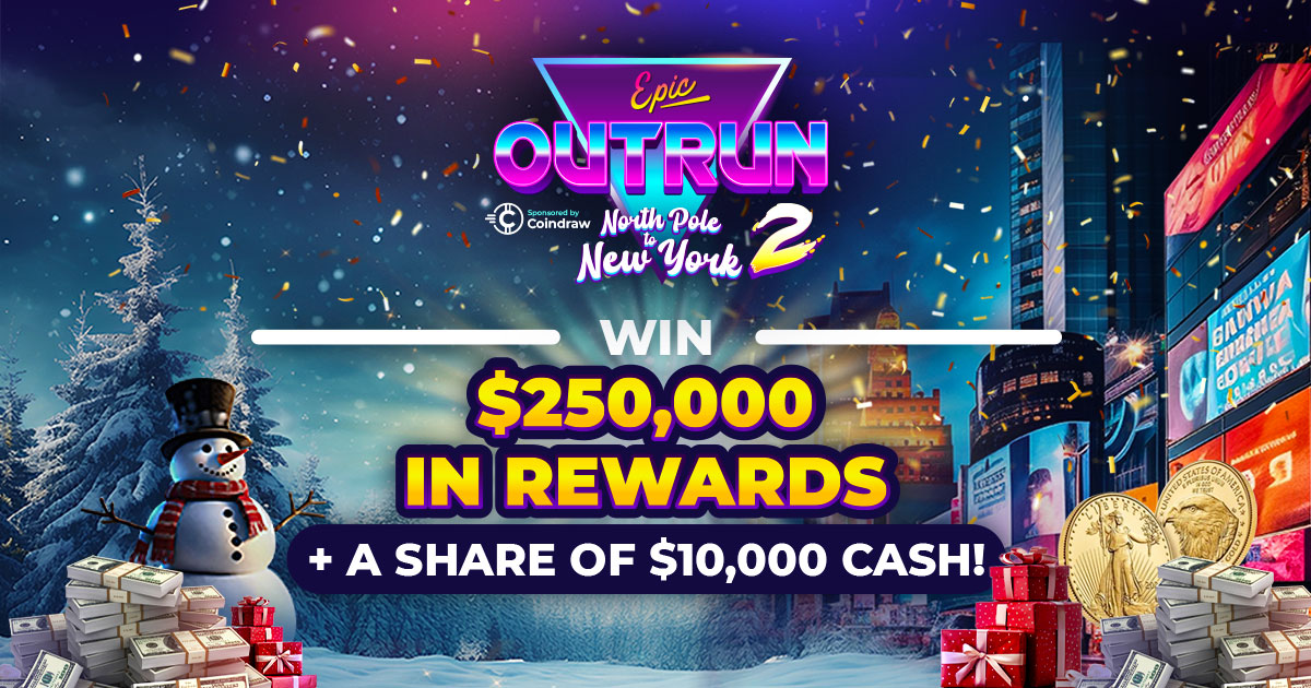 Epic Outrun: North Pole to New York 2 offers $250,000 in prizes and $10,000 cash at Slots of Vegas casino.